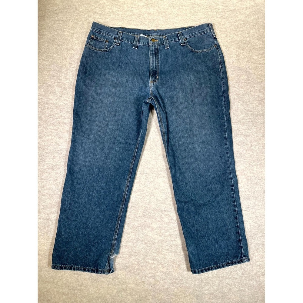 Carhartt Relaxed Fit Jeans Mens 44x30 Blue Denim Cotton Straight Everyday Wear